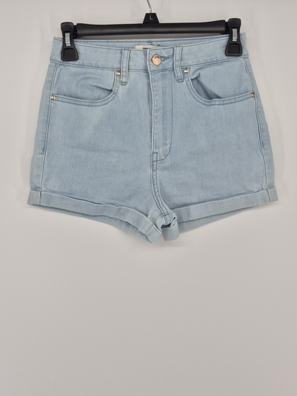 Forever 21 Women's Jean Shorts Size 26 High Rise Light Wash Denim Cuffed Stretch